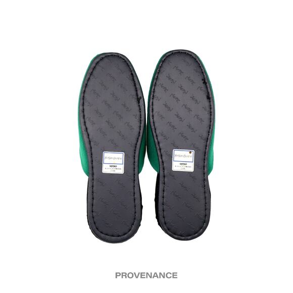 🔴 Yves Saint Laurent YSL Logo Slipper - Green Velour - Picture 6 of 6